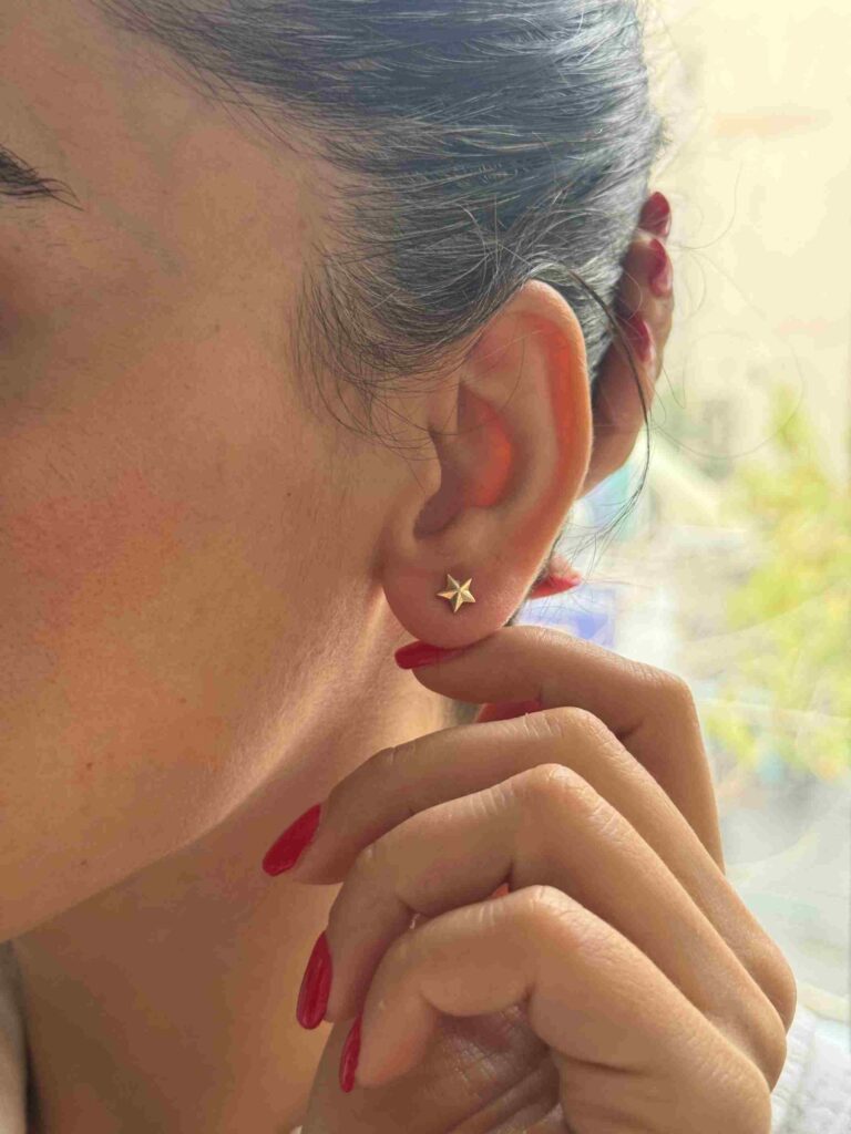 گوشواره طلا ستاره تو پر برجسته زنانه