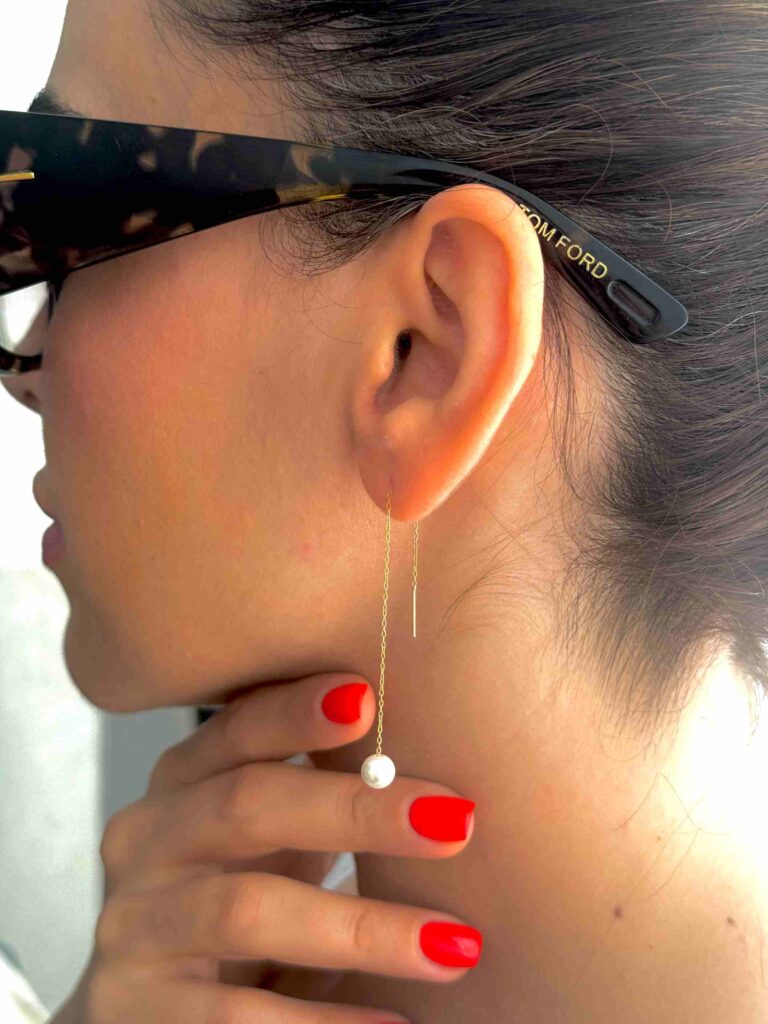 گوشواره طلا بخیه مرواریدی تک لنگه و دو لنگه زنانه کادویی