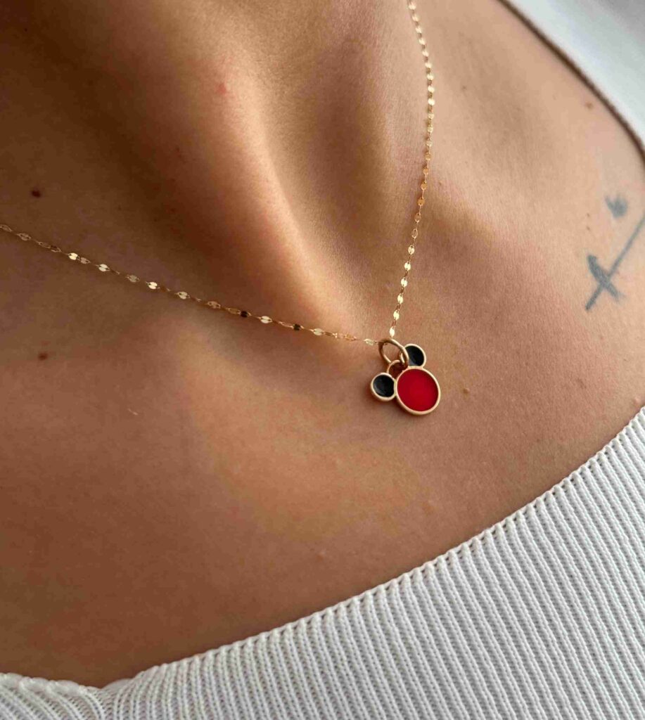 آویز طلا خرس مینا کاری قرمز و مشکی زنانه دخترانه بچه گانه کادویی