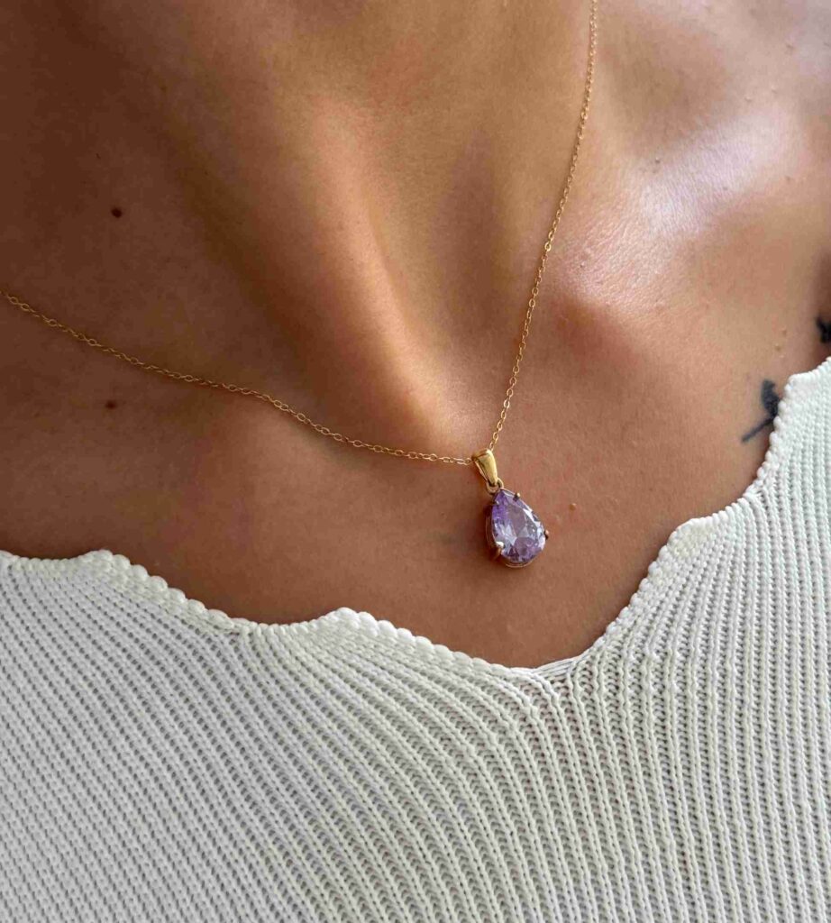 گردنبند طلا مارکو بنفش دخترانه زنانه کادویی