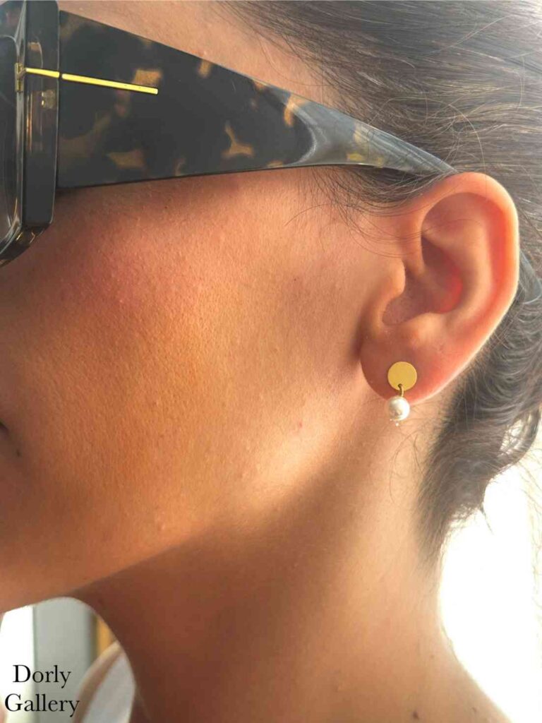 گوشواره طلا دایره با آویز مروارید کادویی زنانه دخترانه