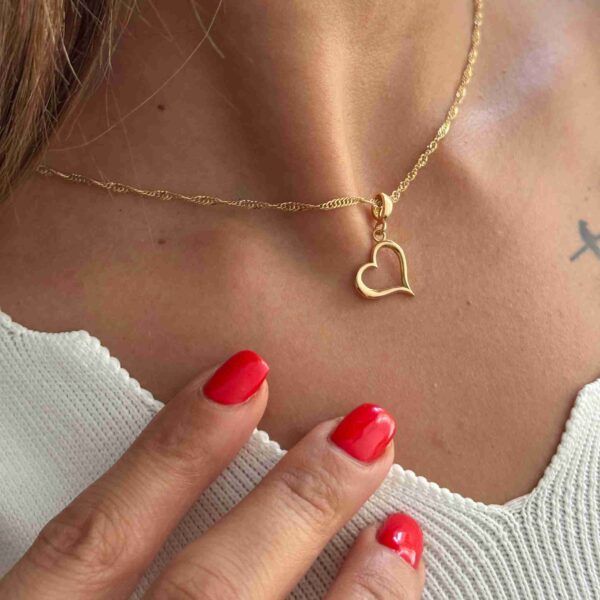 آویز طلای قلب منحنی تو خالی زنانه دخترانه کادویی