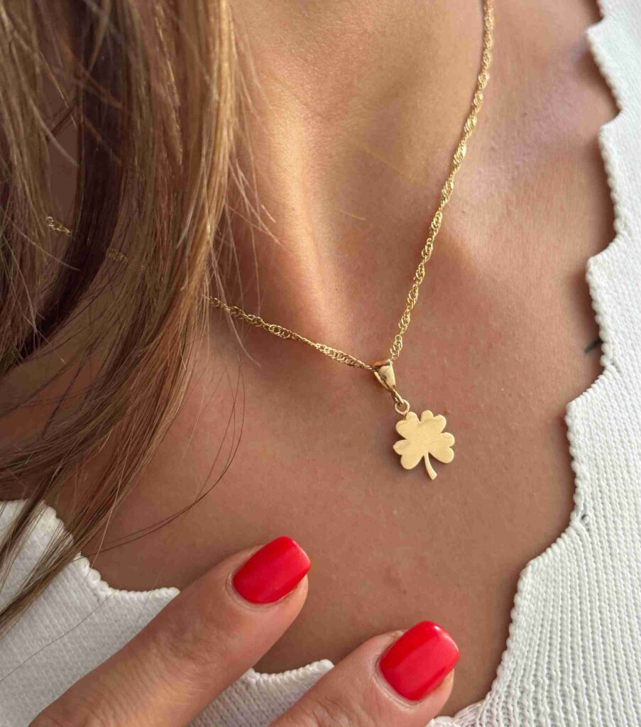 آویز طلا شبدر تو پر زنانه دخترانه کادویی