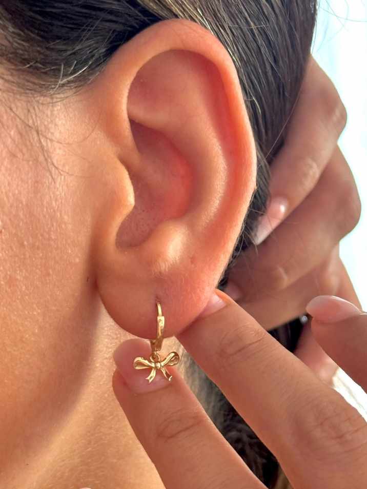 گوشواره طلا حلقه ای پاپیون آویز دخترانه زنانه کادویی