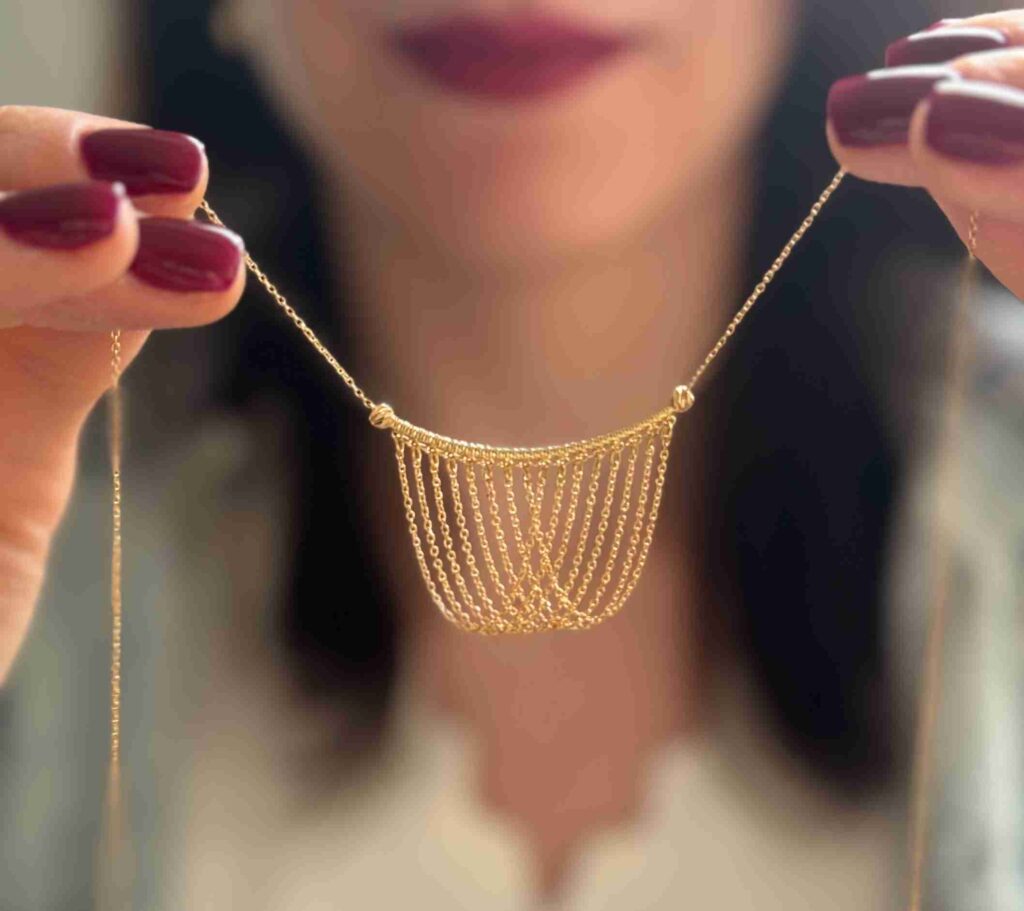 گردنبند طلا متصل مفتول زنجیر آویز زنانه دخترانه کادویی