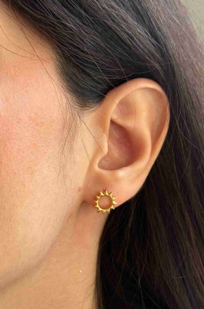 گوشواره طلا میخی خورشید زنانه دخترانه کادویی
