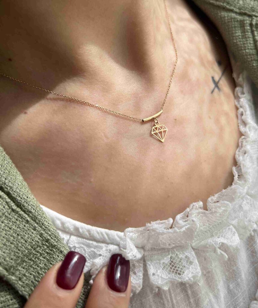 گردنبند طلا زنجیر متصل الماس زنانه دخترانه کادویی