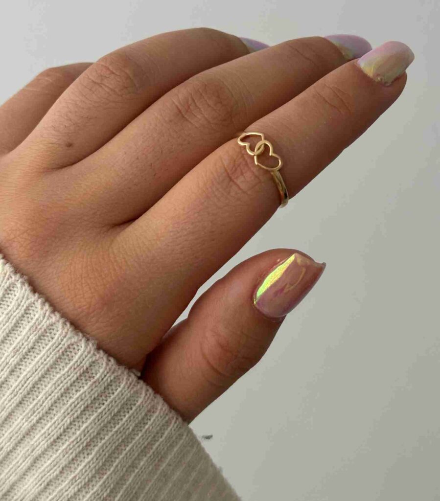 انگشتر طلا دو قلب تو هم زنانه دخترانه کادویی