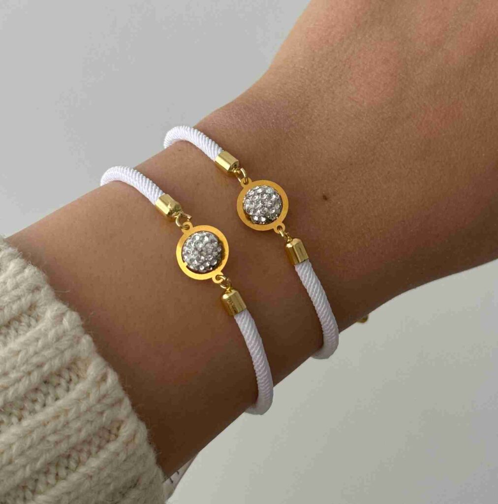 دستبند سوارفسکی گوی نقره ای زنانه دخترانه کادویی