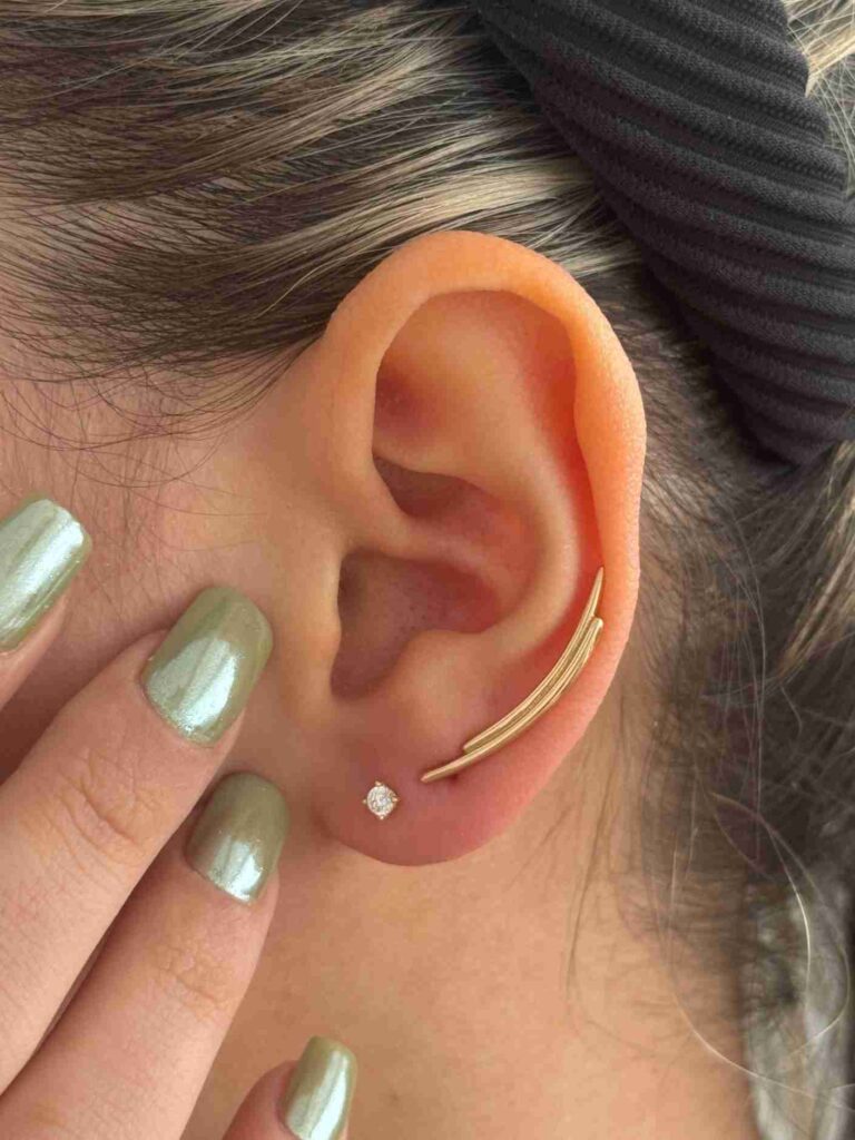 گوشواره طلا کلیپسی دو خط موازی زنانه دخترانه کادویی