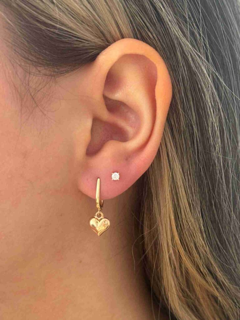 گوشواره طلا روکو قلب دامله دخترانه زنانه کادویی