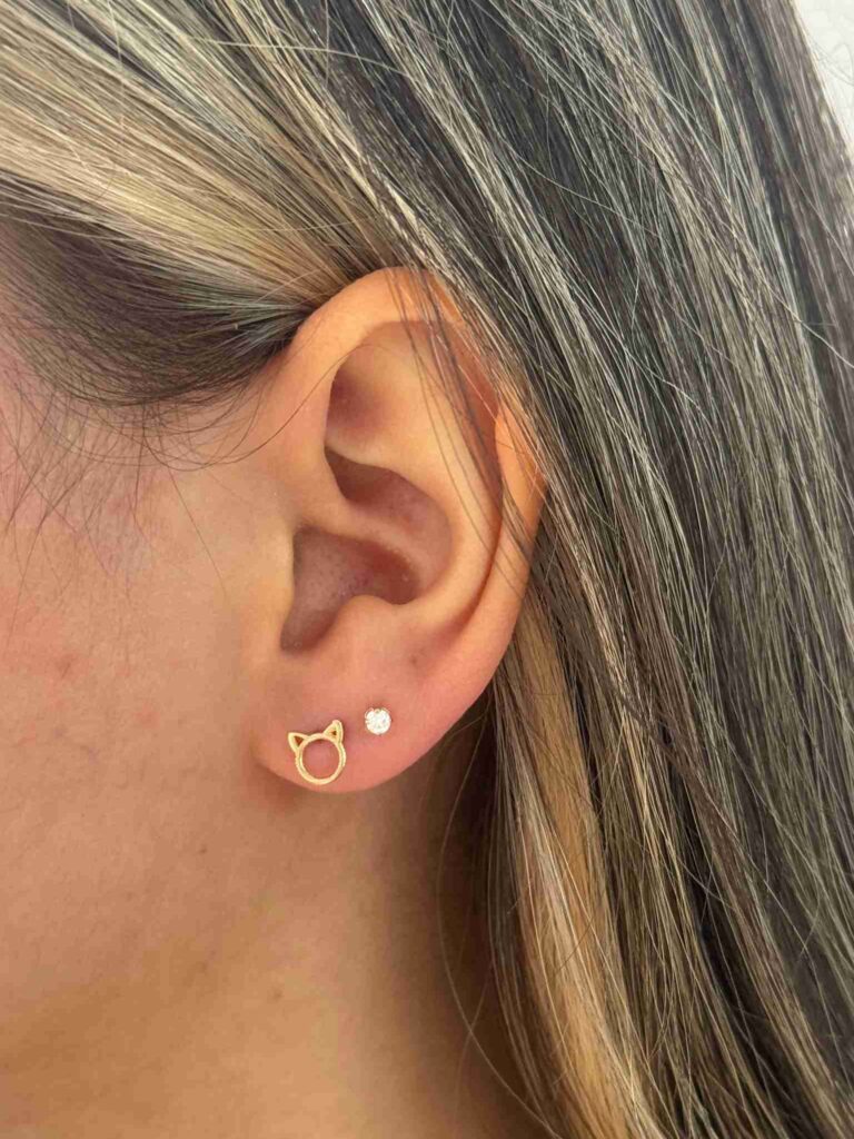 گوشواره طلا میخی صورت گربه ریخته زنانه دخترانه کادویی