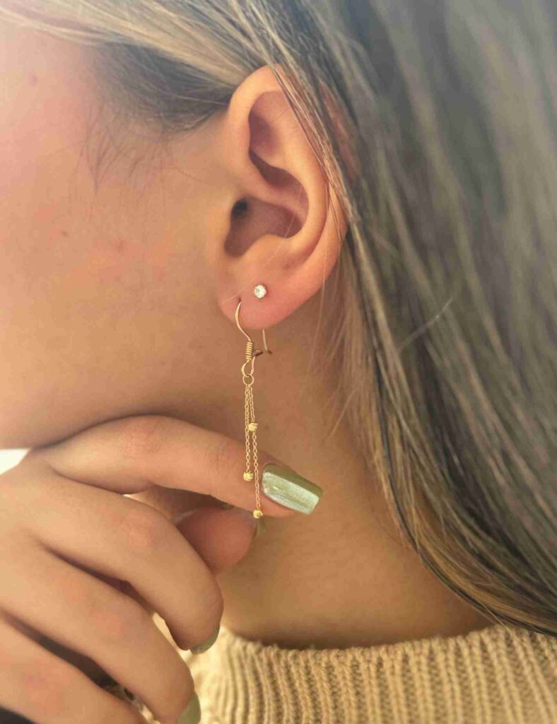 گوشواره طلا عصایی زنجیر البرنادو آویز زنانه دخترانه کادویی