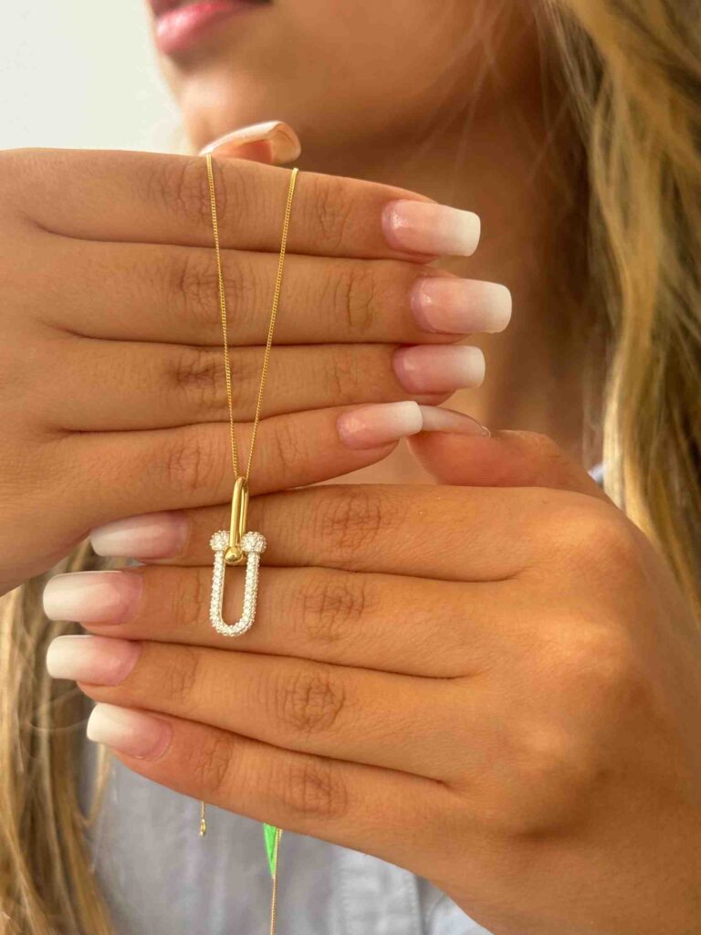 آویز طلا تیفانی نگین دار زنانه دخترانه کادویی