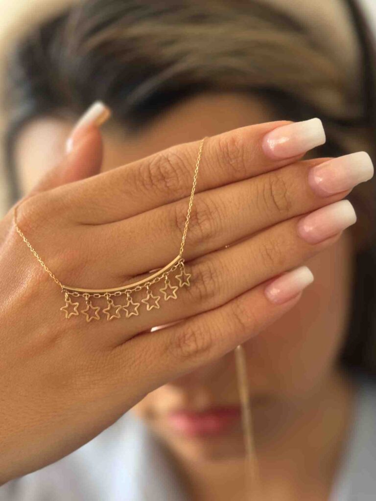 گردنبند طلا زنجیر متصل مفتول ستاره آویز زنانه دخترانه کادویی