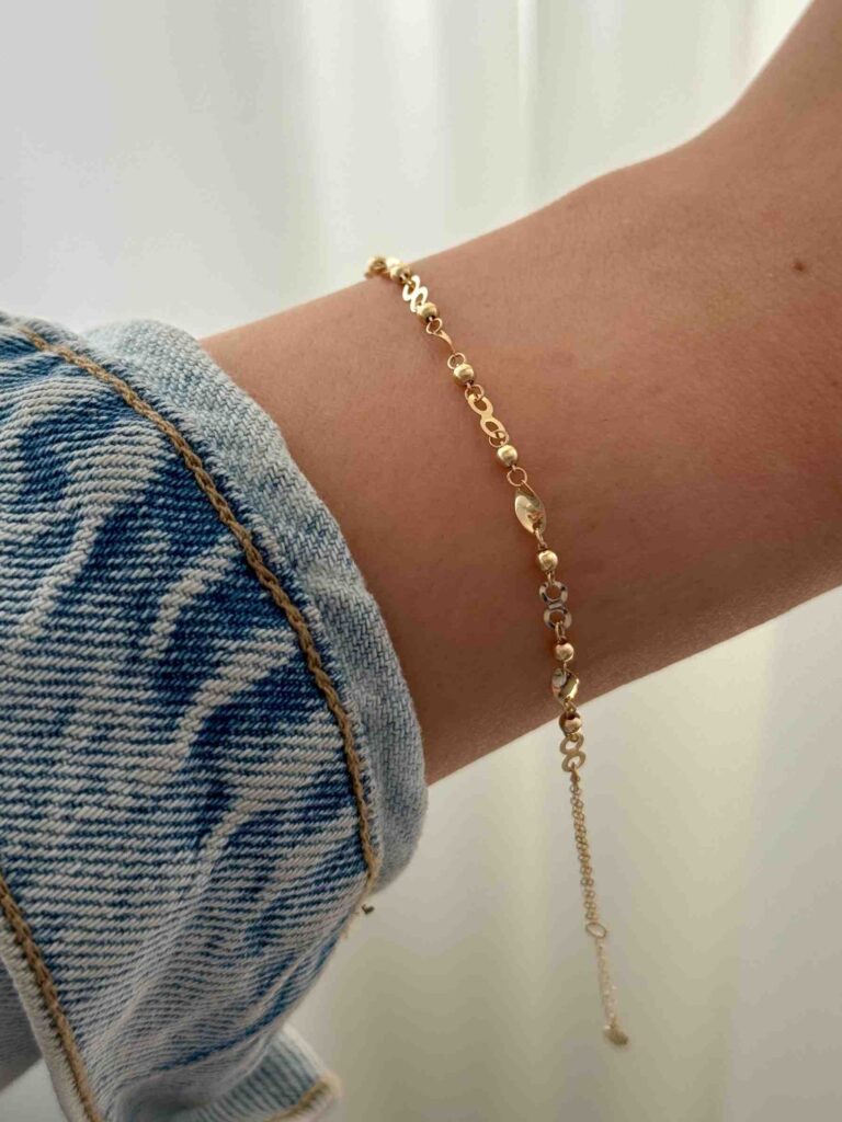 دستبند طلا زنجیری بی نهایت و پیچ و گوی زنانه دخترانه کادویی