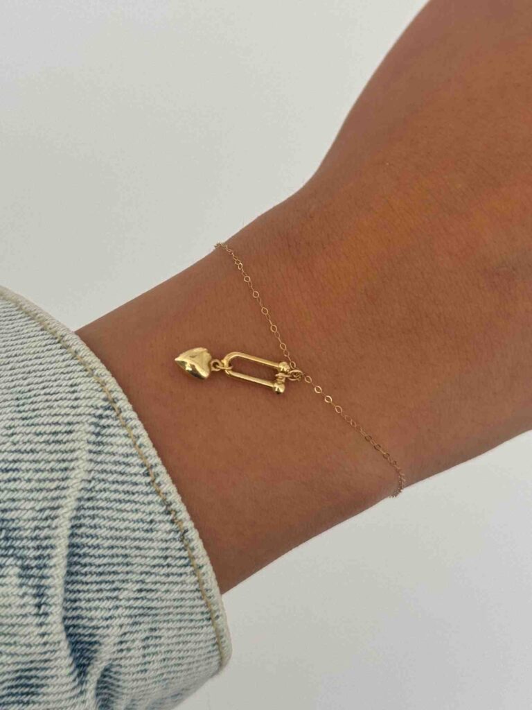 دستبند زنجیری هرمس تیفانی قلب آویز زنانه دخترانه