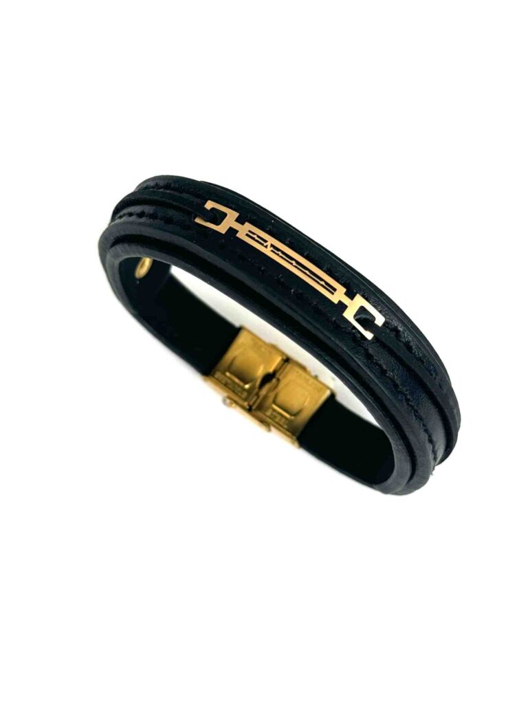 دستبند بند چرمی مشکی مردانه ضربان مردانه پسرانه کادویی