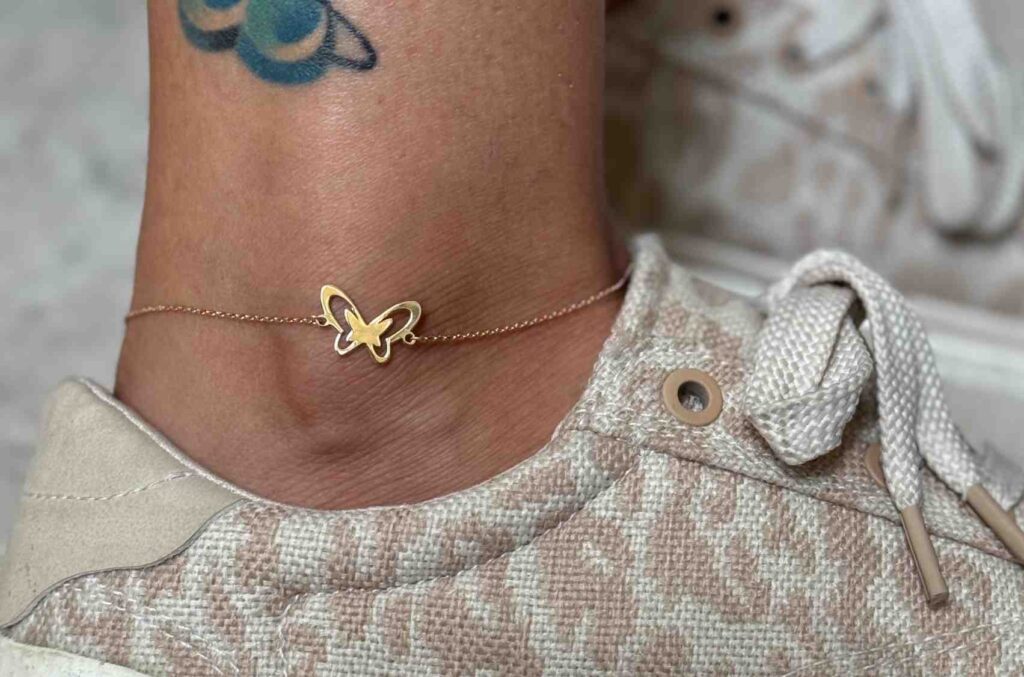 پابند طلا زنجیری پروانه زنانه دخترانه کادویی