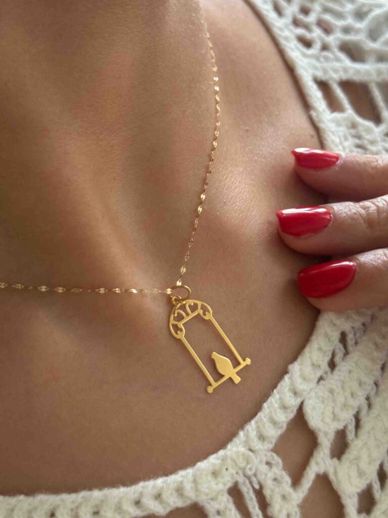 آویز پرنده روی تاب لیزری زنانه دخترانه کادویی