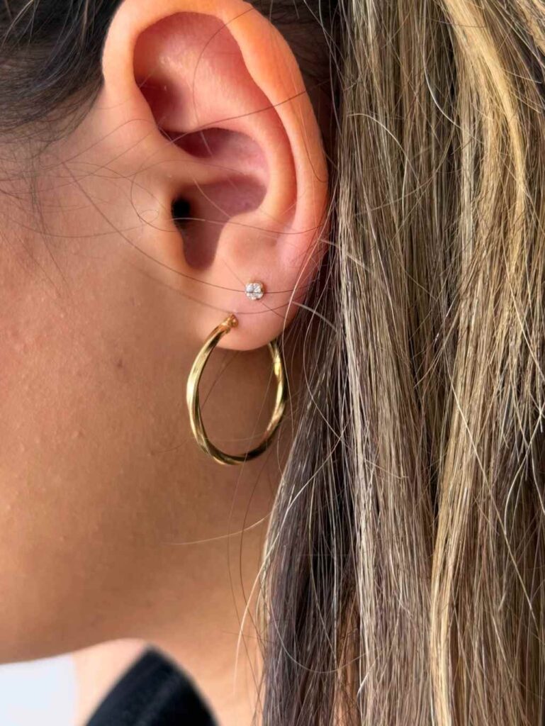 گوشواره طلا حلقه ای پیچی بزرگ لوکس زنانه دخترانه کادویی