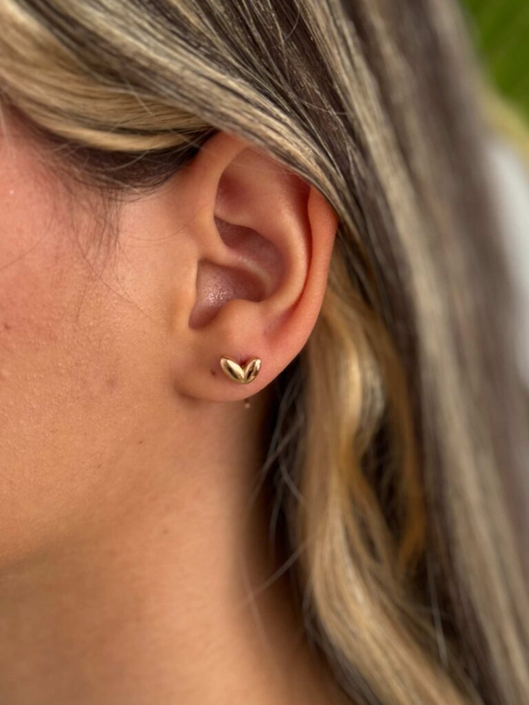 گوشواره طلا قلب میخی دایره ای زنانه دخترانه کادویی