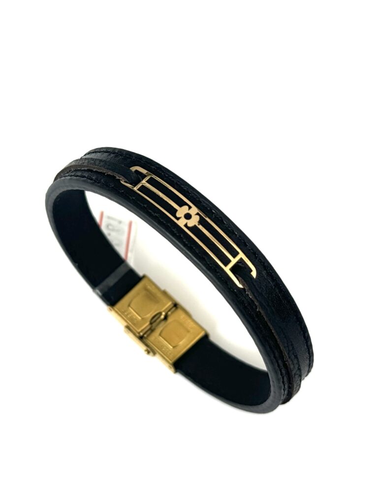دستبند بند چرمی مشکی مردانه افرا پسرانه مردانه کادویی