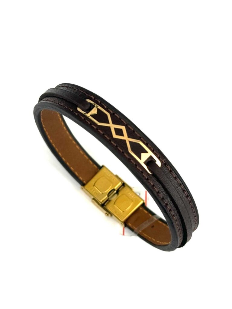 دستبند بند چرمی قهوه ای مردانه طرح فلش پسرانه مردانه کادویی