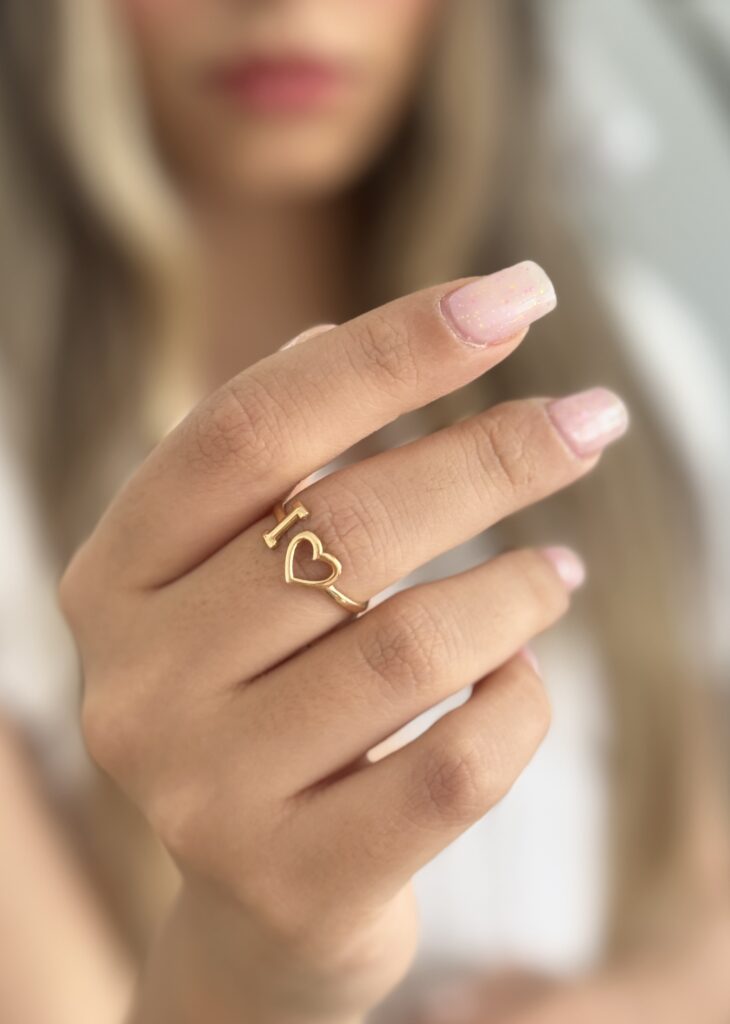 انگشتر طلا i و قلب زنانه دخترانه کادویی