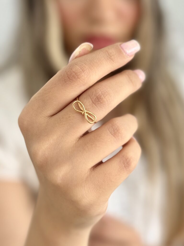 انگشتر طلا پاپیون خطی زنانه دخترانه کادویی