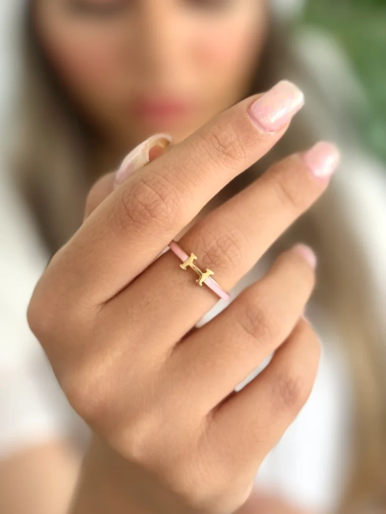 انگشتر طلا هرمس صورتی زنانه دخترانه کادویی