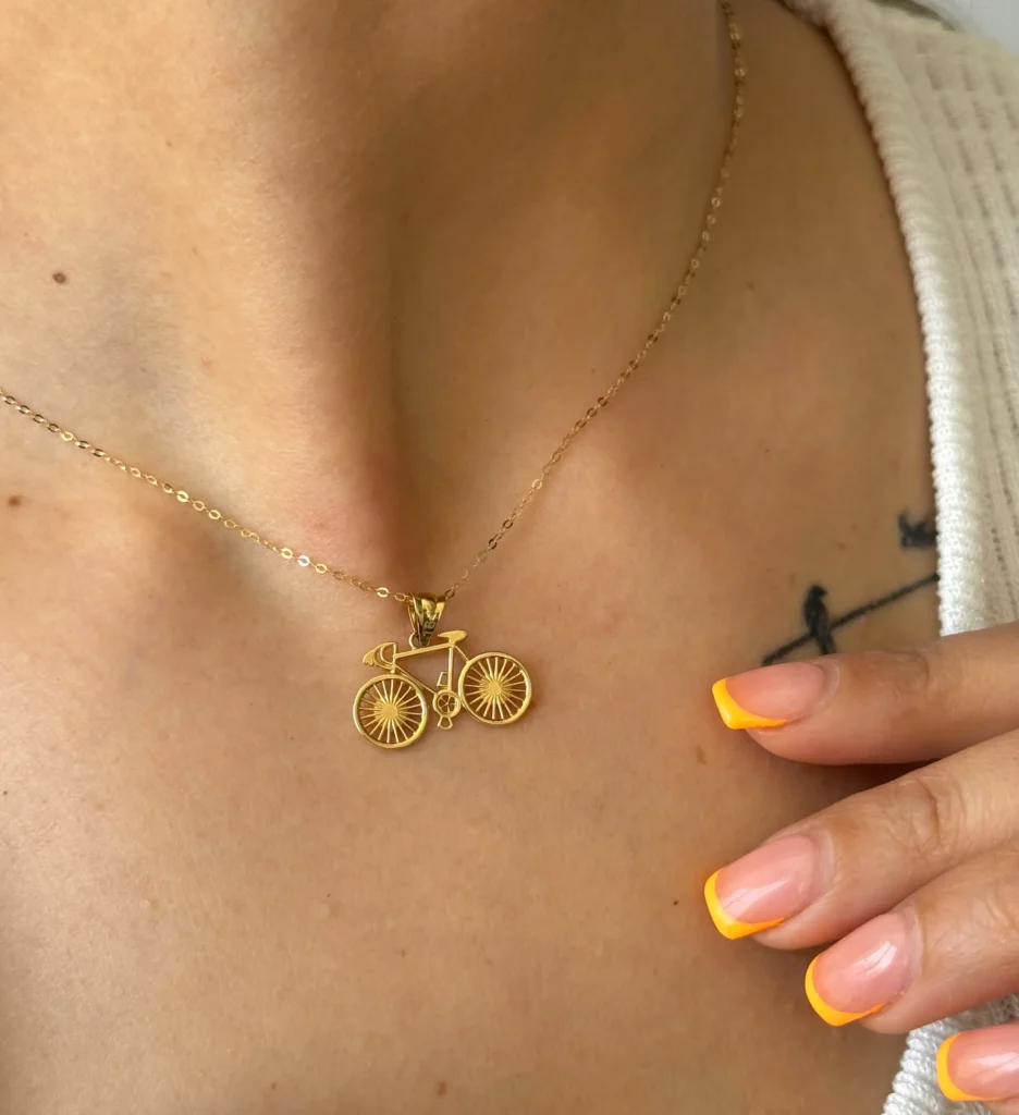 آویز طلا دوچرخه سه بعدی زنانه دخترانه کادویی