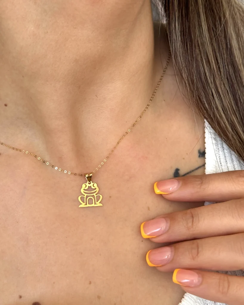 آویز طلا قورباغه لیزری زنانه دخترانه کادویی