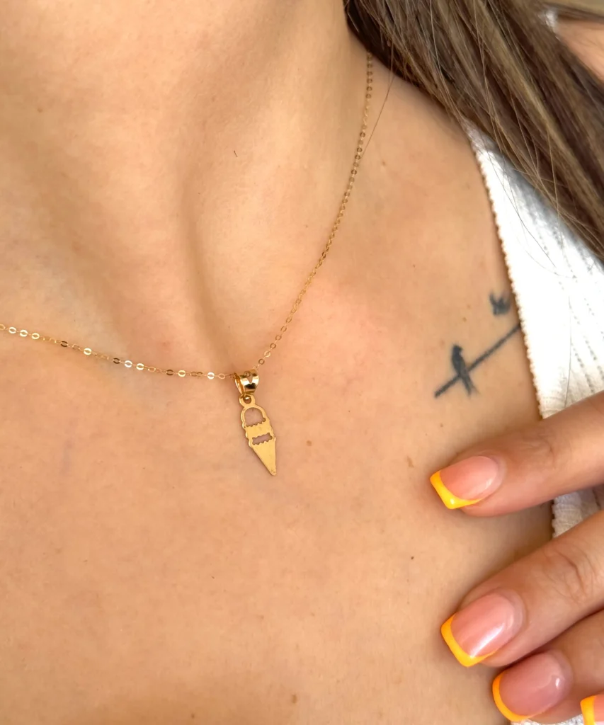 آویز طلا بستنی لیزری زنانه دخترانه کادویی