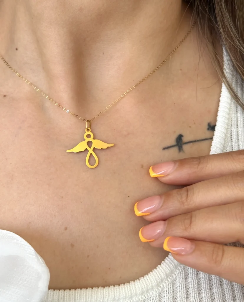 آویز طلا فرشته بالدار لیزری زنانه دخترانه کادویی