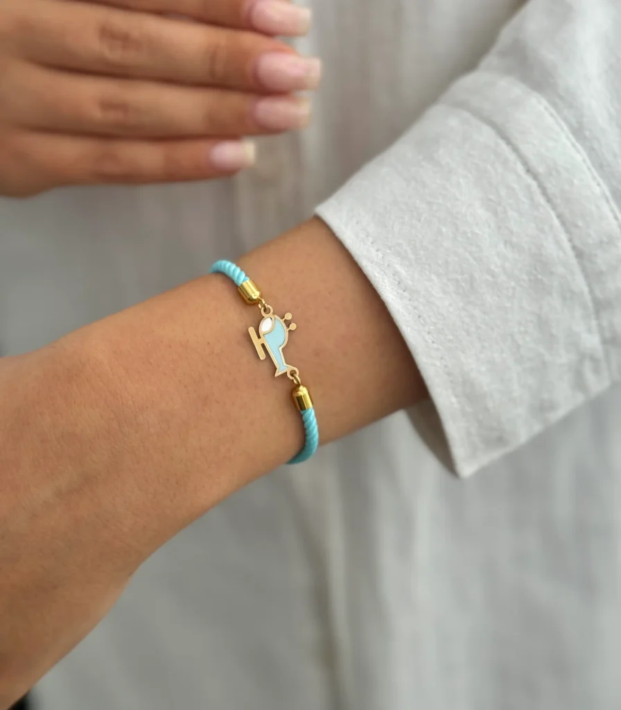 دستبند هلی کوپتر آبی مینا کاری کودکانه پسرانه