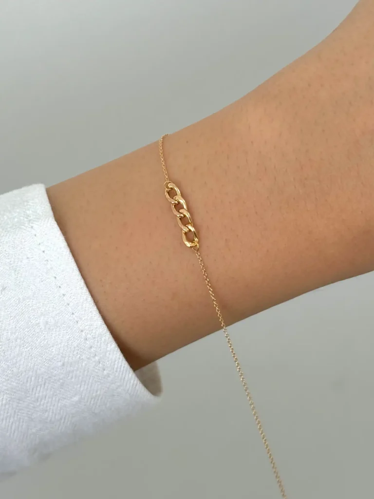 دستبند زنجیری طلا کارتیر یک تکه زنانه دخترانه کادویی