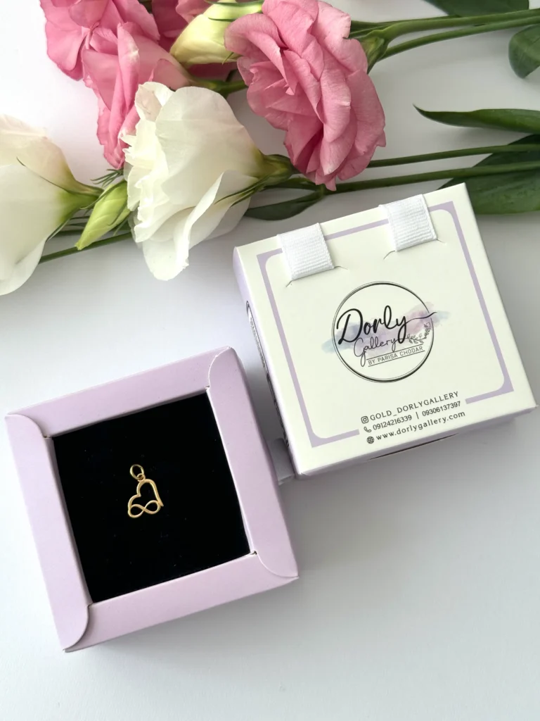 آویز طلا قلب کنار بی نهایت لیزری زنانه دخترانه کادویی