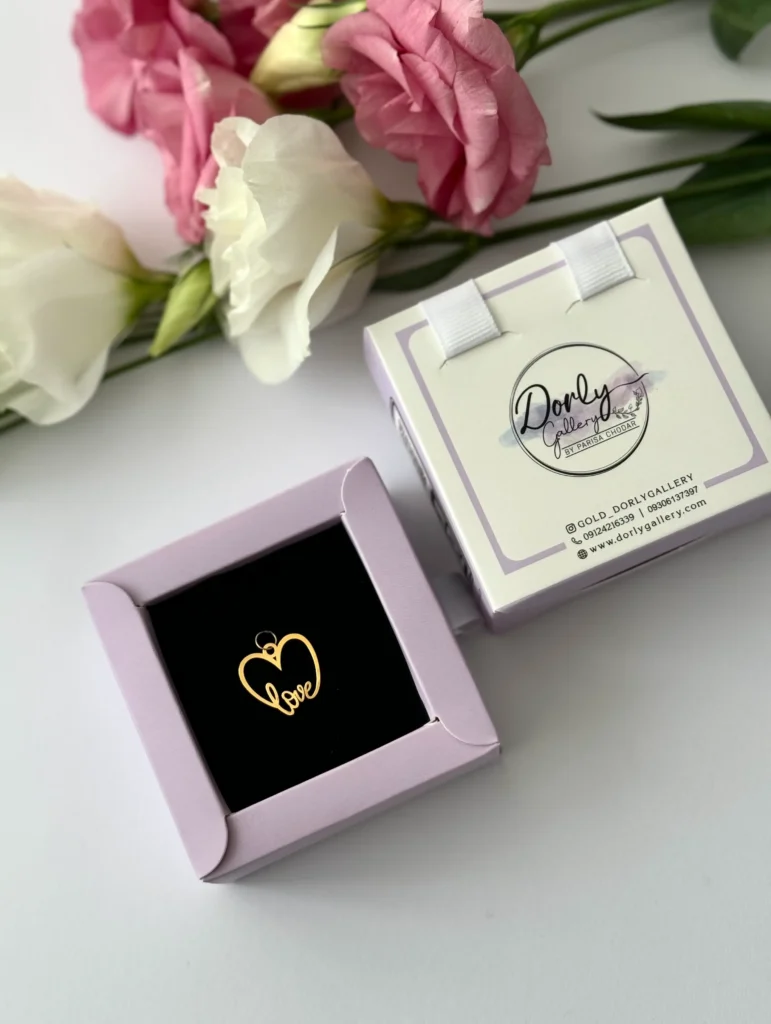 آویز طلا قلب فانتزی و Love لیزری زنانه دخترانه کادویی