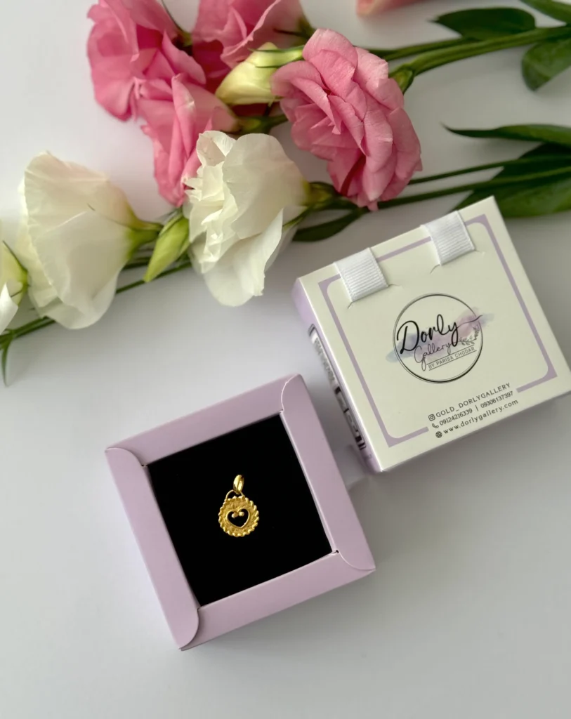 آویز طلا قلب فری داخل دایره بافته زنانه دخترانه کادویی