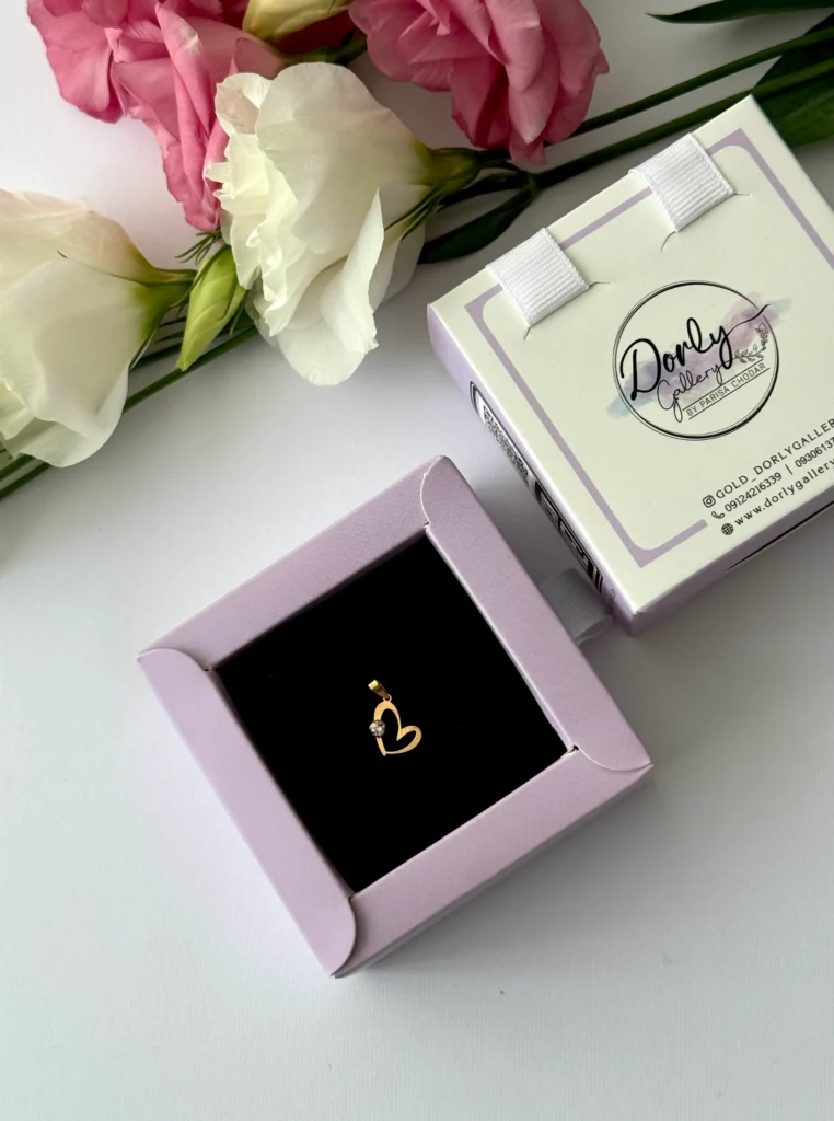 آویز طلا قلب فانتزی لیزری با نگین سفید زنانه دخترانه کادویی