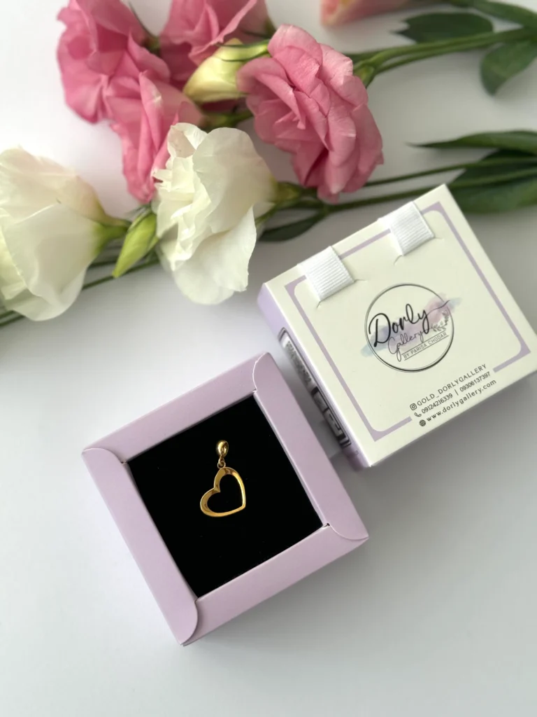 آویز طلا قلب منحنی سه بعدی زنانه دخترانه کادویی