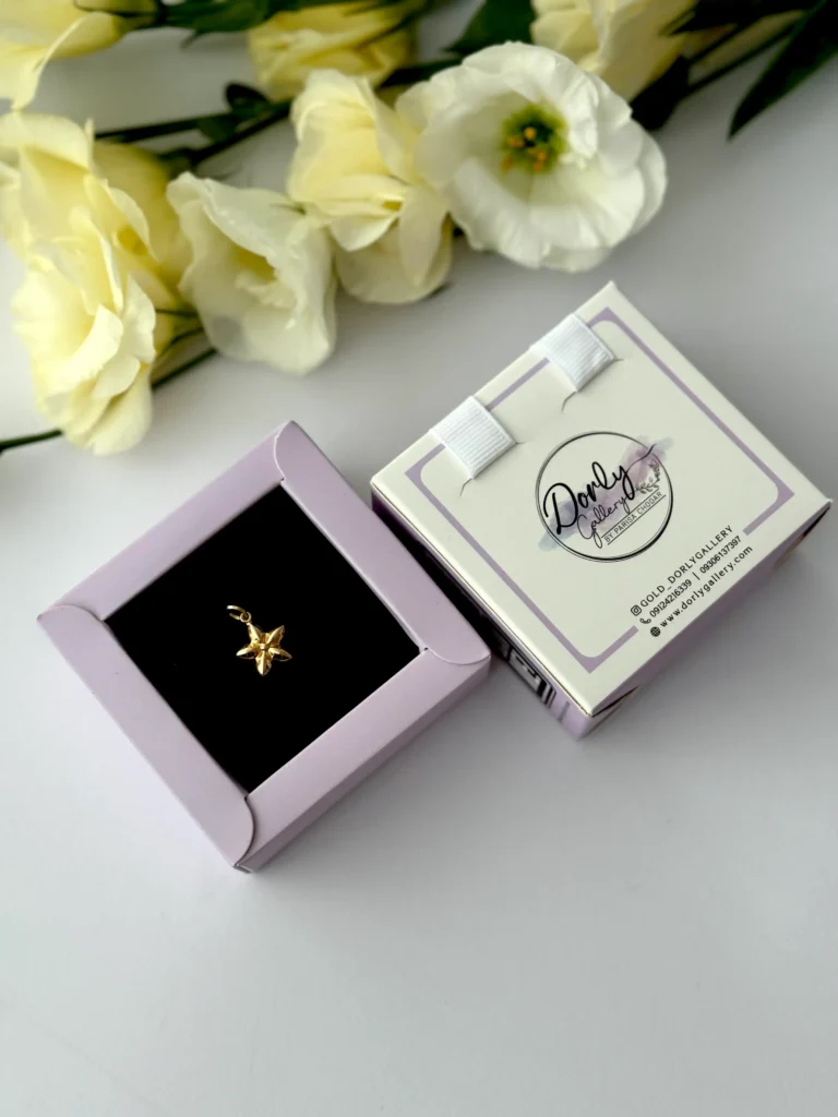 آویز طلا گل سه بعدی ریخته زنانه دخترانه کادویی