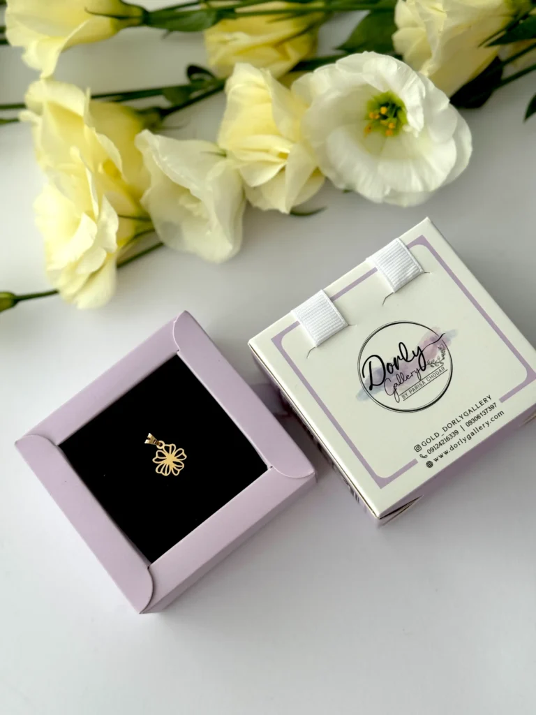 آویز طلا گل پنچ پر خطی مینیمال لیزری زنانه دخترانه کادویی