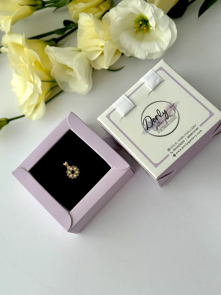 آویز طلا گل شش پر اسلیمی وسط خالی لیزری زنانه دخترانه کادویی