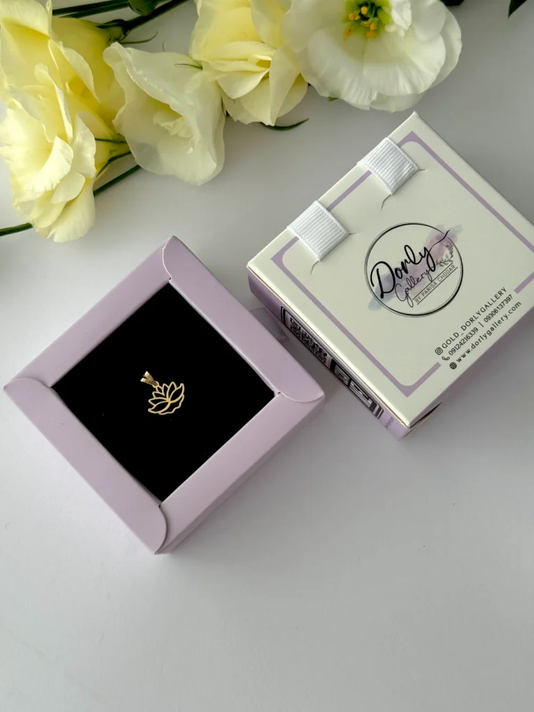آویز طلا گل نیلوفر آبی لیزری زنانه دخترانه کادویی