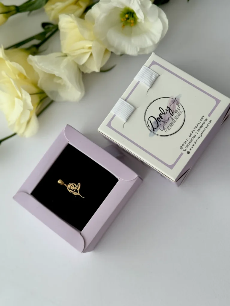 آویز طلا گل رز تخت ریخته زنانه دخترانه کادویی