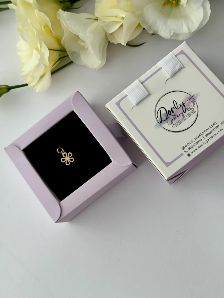 آویز طلا گل پنج پر تو خالی فانتزی لیزری زنانه دخترانه کادویی