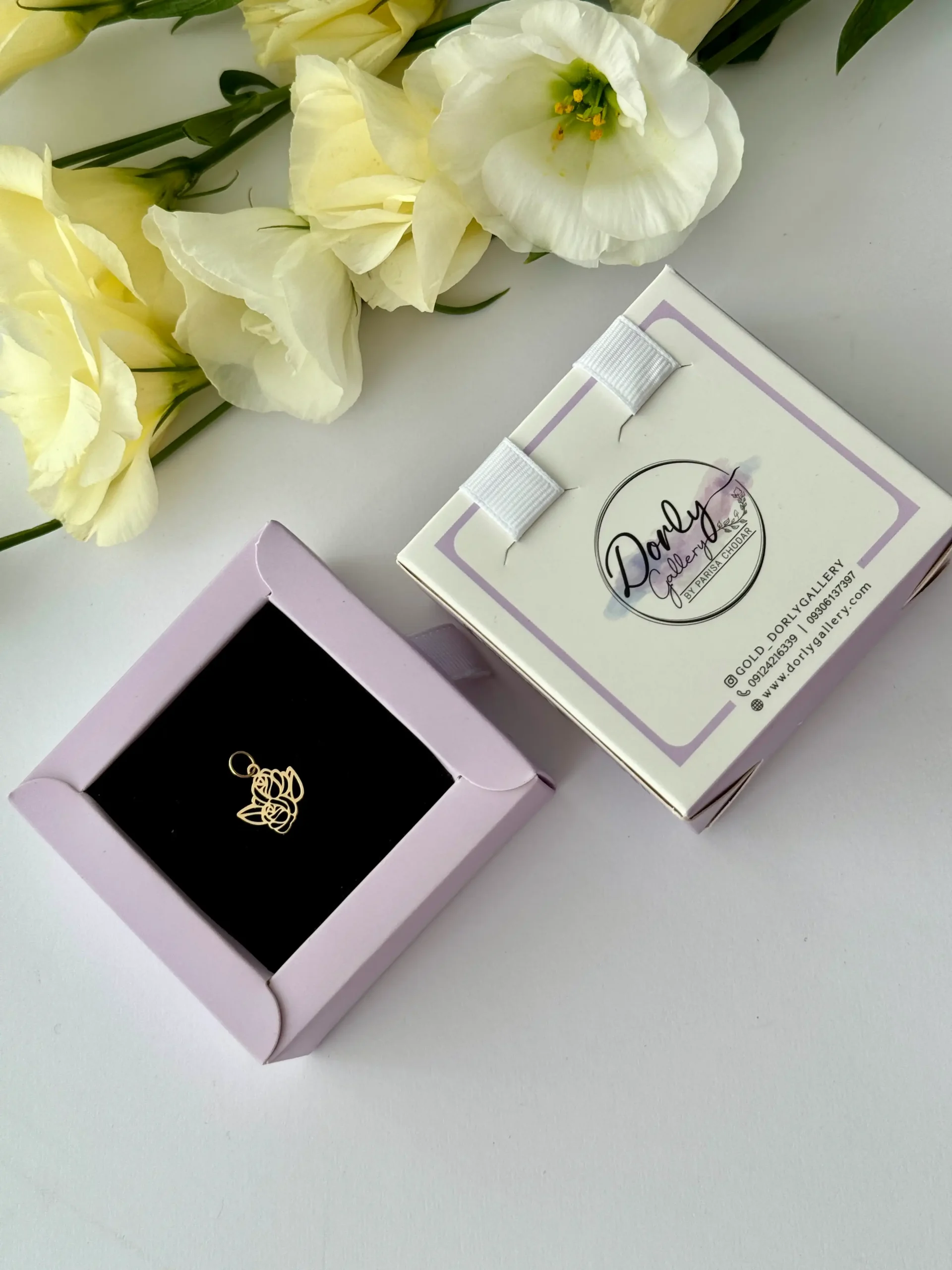 IMG_9495 آویز طلا دو گل رز برگ دار لیزری زنانه دخترانه کادویی