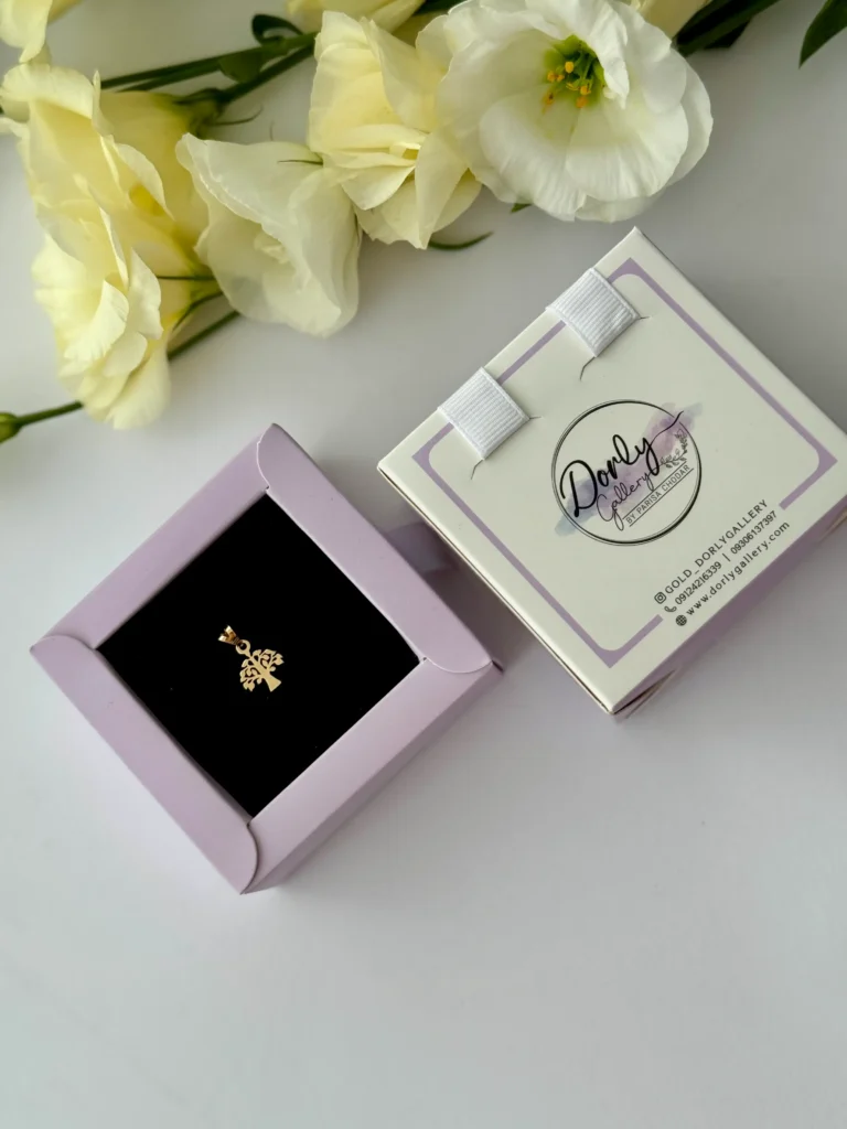 آویز طلا درخت برگ دار لیزری زنانه دخترانه کادویی